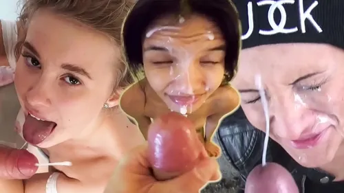Compilation éjaculations faciales - 19 amatrices cumplay